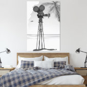 旧ムービー時間ヴィンテージフィルムカメラ。 キャンバスプリント (インサイチュ (寝室))