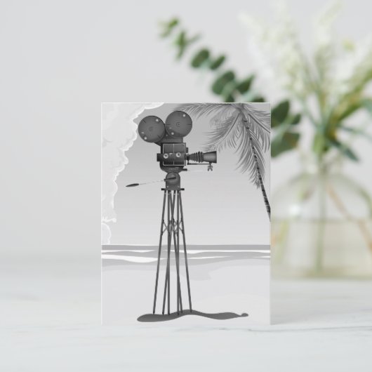 旧ムービー時間ヴィンテージフィルムカメラ。 ポストカード (スタンド正面)