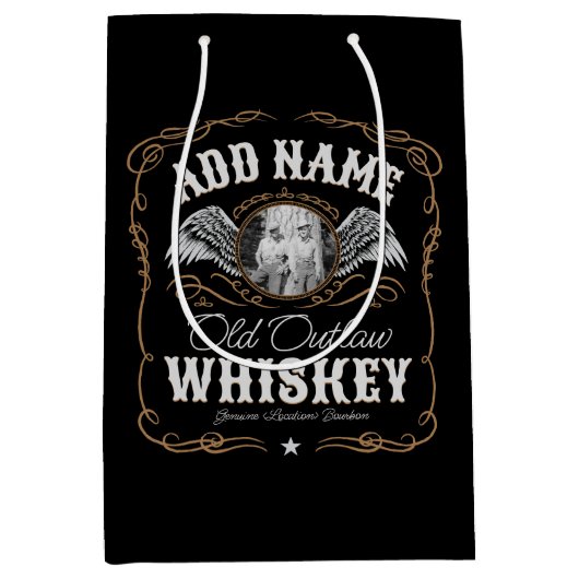 旧ムーンシャイン ウイスキーラベル 写真を追加 家族名 ミディアムペーパーバッグ (正面)