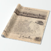 旧リバプール・イングランド地図（1851年）ヴィンテージ英国都市  ラッピングペーパー (アンロールド)