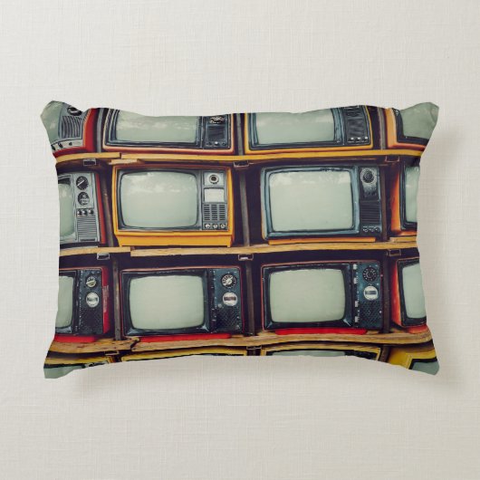 旧レトロテレビ空白の画面 アクセントクッション (正面)