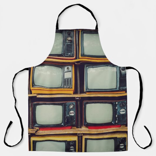 旧レトロテレビ空白の画面 エプロン (正面)