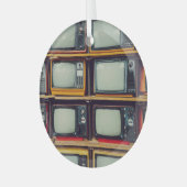 旧レトロテレビ空白の画面 ガラスオーナメント (正面左)