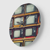 旧レトロテレビ空白の画面 ラージ壁時計 (傾斜)