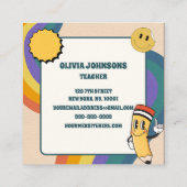 旧レトロヴィンテージフローラペンシルスクール先生 スクエア名刺 (裏面)