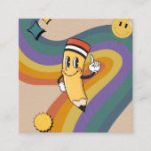 旧レトロヴィンテージフローラペンシルスクール先生 スクエア名刺 (正面)