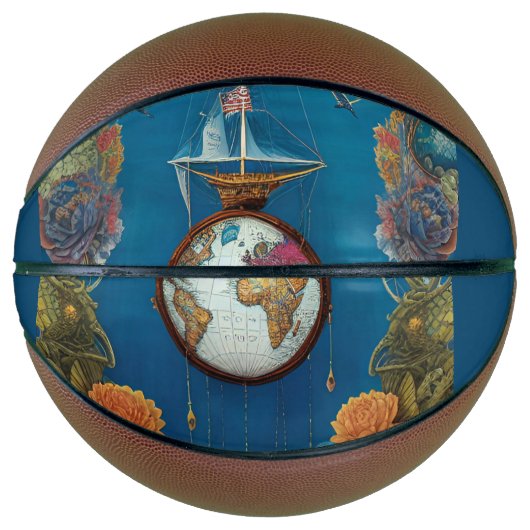 旧ヴィンテージの世界地図(CalisC) バスケットボール (正面)
