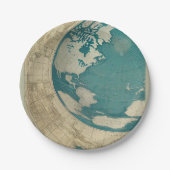 旧ヴィンテージの世界地図(CalisC) ペーパープレート (正面)