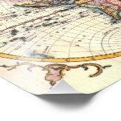 旧ヴィンテージアンティーク世界地図イラストレーションスケッチ フォトプリント            (角)