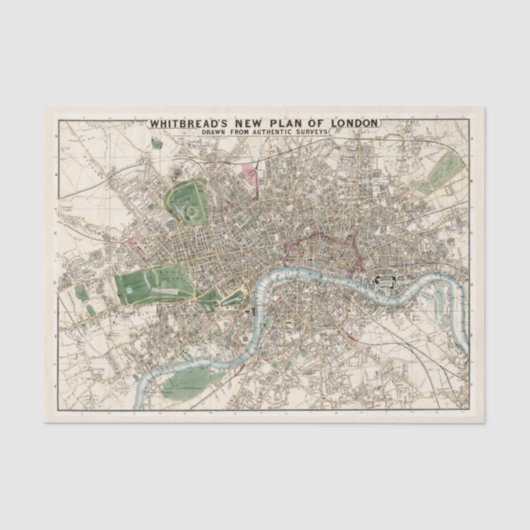 旧ヴィンテージウィットブレッドのロンドン市の地素晴らし図 薄葉紙 (正面)