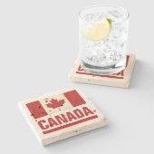 旧ヴィンテージカナダのカナダ横断旗 ストーンコースター (横)