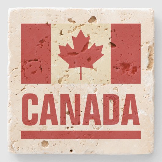 旧ヴィンテージカナダのカナダ横断旗 ストーンコースター (正面)