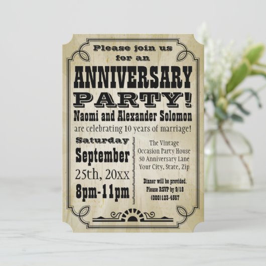 旧ヴィンテージカントリーアニバーサリーパーティの招待状 招待状 (スタンド正面)