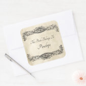 旧ヴィンテージスクロール作業蔵書票ラベル スクエアシール (封筒)