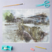 旧ヴィンテージタウントラック20x30デコページ 薄葉紙 (クラフト)