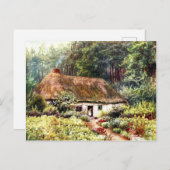 旧ヴィンテージビクトリアンコテージウッズ水色 ポストカード (正面/裏面)