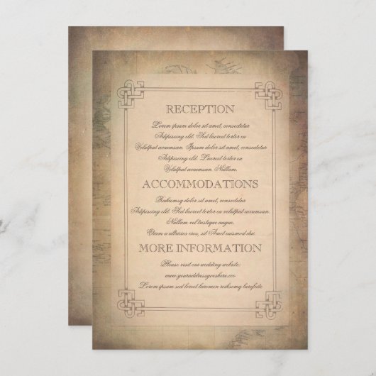 旧ヴィンテージ世界旅行結婚地図の情報 エンクロージャーカード (正面/裏面)