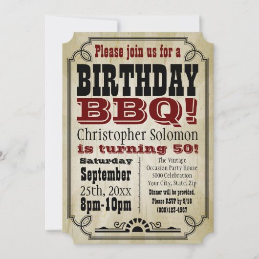 旧ヴィンテージ国誕生日BBQパーティー 招待状 (正面)