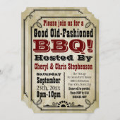 旧ヴィンテージ国BBQバファッションドーベクパーティー 招待状 (正面/裏面)