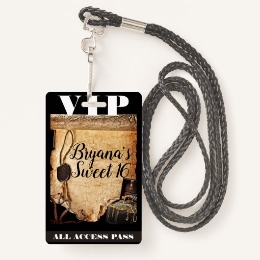 旧ヴィンテージ海賊版誕生日パーティーVIPパス バッジ (裏面ランヤード)