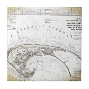 旧ヴィンテージ省ケープコッドの地図 タイル