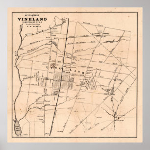 旧ヴィンランドNJの地図(1875年)ダンデリオンの首都 ポスター