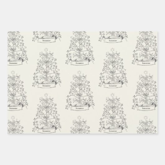 旧世界のクリ伝統的スマス ラッピングペーパーシート (正面)