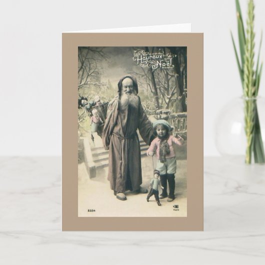 旧世界のサンタのフランスのなクリスマスの1915年のヴィンテージ シーズンカード (正面)