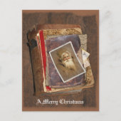 旧世界のサンタの本、メリークリスマス シーズンポストカード (正面)