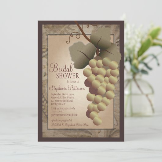 旧世界のトスカナ式のデマのワインのブライダルシャワー 招待状 (スタンド正面)