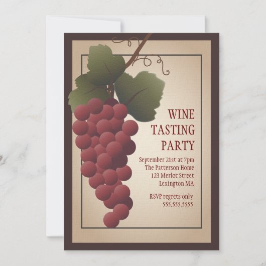 旧世界のトスカナ式のデマのワインの試飲のパーティー 招待状 (正面)
