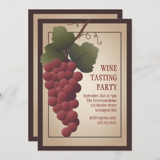 旧世界のトスカナ式のデマのワインの試飲のパーティー 招待状 (正面/裏面)