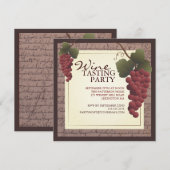 旧世界のブドウ酒ワインパーティー招待状 招待状 (正面/裏面)