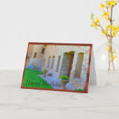 旧世界のワイナリー及び自転車の誕生日 カード (黄色い花)