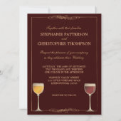 旧世界のワイングラスのブドウ園のワイナリーの結婚式 招待状 (裏面)