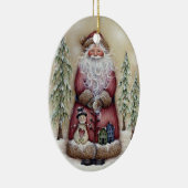 旧世界のヴィンテージの森林サンタのオーナメント セラミックオーナメント (右)