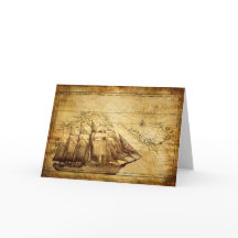 旧世界の地図の船