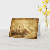 旧世界の地図の船 カード (黄色い花)