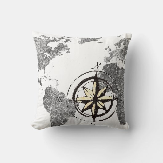 旧世界の地図の装飾の枕 クッション (正面)