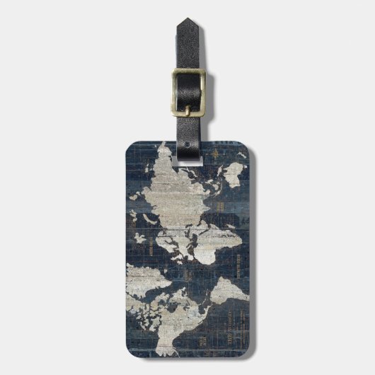 旧世界の地図の青 ラゲッジタグ (正面縦)