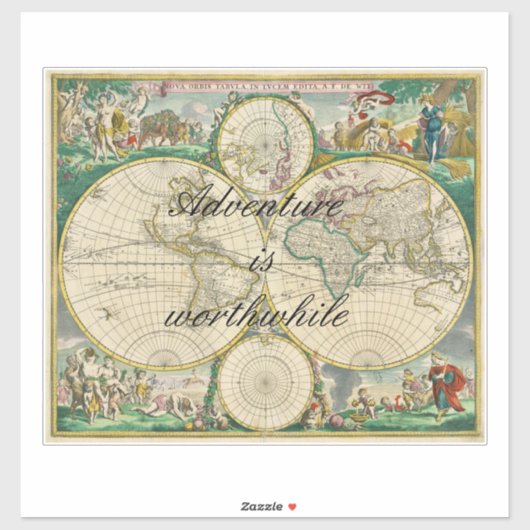 旧世界の地図旅行バケーションアドベンチャー引用文 シール (シート)