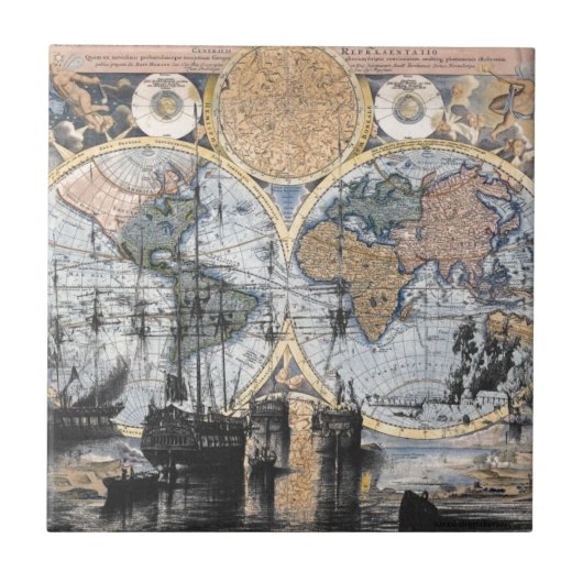 旧世界の地図-海に タイル (正面)