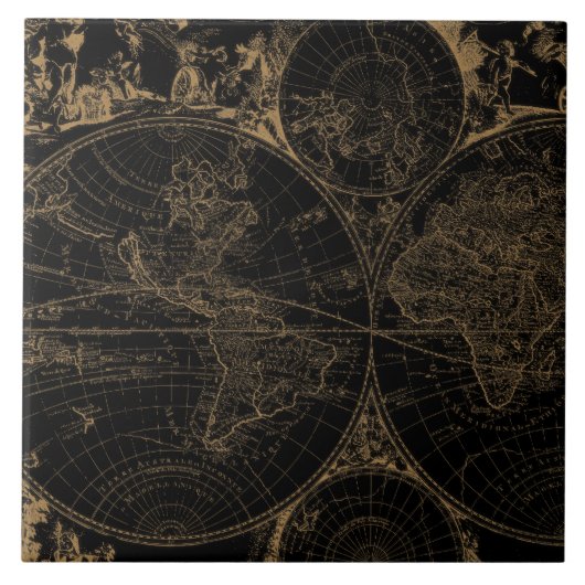 旧世界の旅の地図航海の黒 タイル (正面)