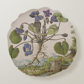旧世界の植物の芸術のビオラのクッション ラウンドクッション (裏面)