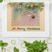 旧世界の父クリスマスとツ飾リー キッチンタオル (折り畳み)