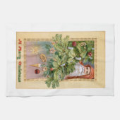 旧世界の父クリスマスとツ飾リー キッチンタオル (横)