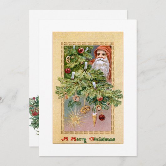旧世界の父クリスマスとツ飾リー シーズンカード (正面/裏面)