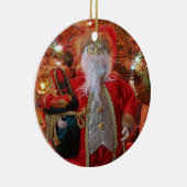 旧世界サンタのクローズアップ セラミックオーナメント (右)