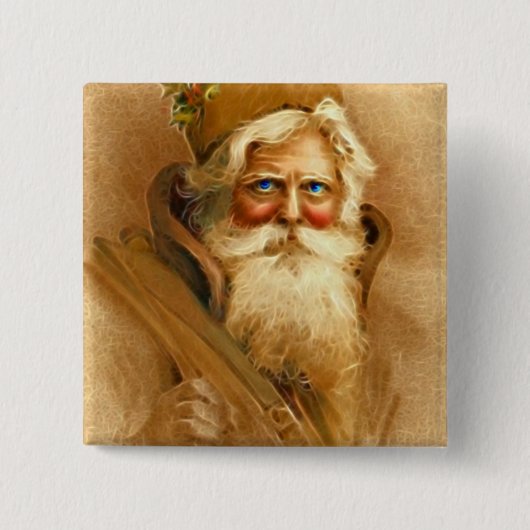 旧世界サンタクロース、ヴィンテージのビクトリア時代の人St.ニック 缶バッジ (正面)