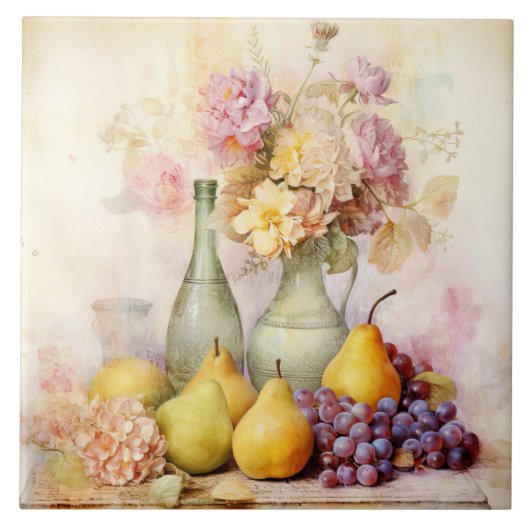 旧世界スタイル静物陶瓦 タイル (正面)